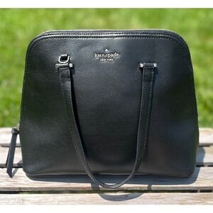Kate Spade Black Satchel Crossbody Pebbled Leather Dome Handbag Purse